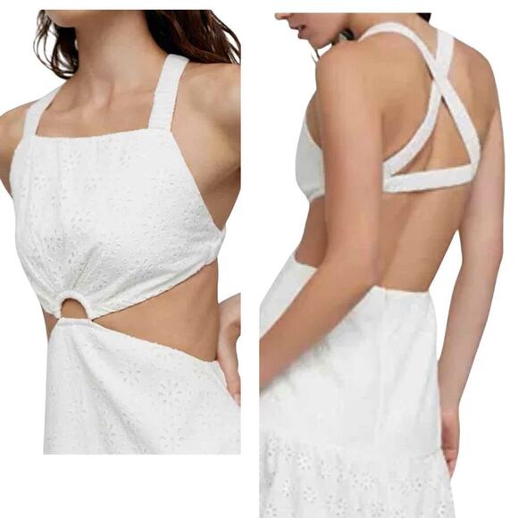 Significant Other Eleanor Eyelet Cut Out Backless Midi Dress Size US 4 Ivory - Picture 15 of 15